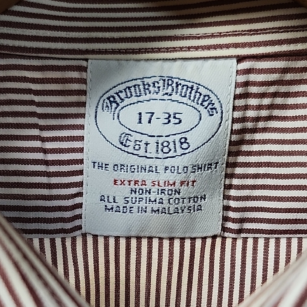 Brooks Brothers Men's Candy Stripe Dress Shirt, Extra Slim Fit size 17-35